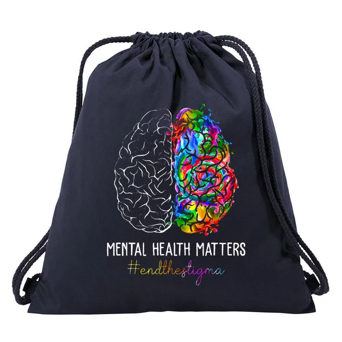 End The Stigma Mental Health Matters Drawstring Bag