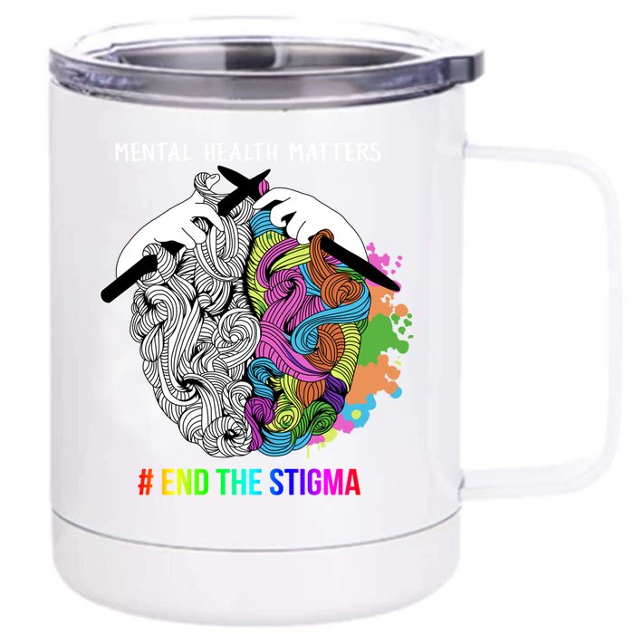 End The Stigma Tal Health Matters Tal Awareness Gift Front & Back 12oz Stainless Steel Tumbler Cup