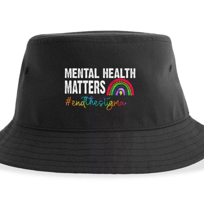 End The Stigma Mental Health Matters Awareness Rainbow Sustainable Bucket Hat