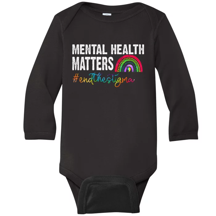 End The Stigma Mental Health Matters Awareness Rainbow Baby Long Sleeve Bodysuit