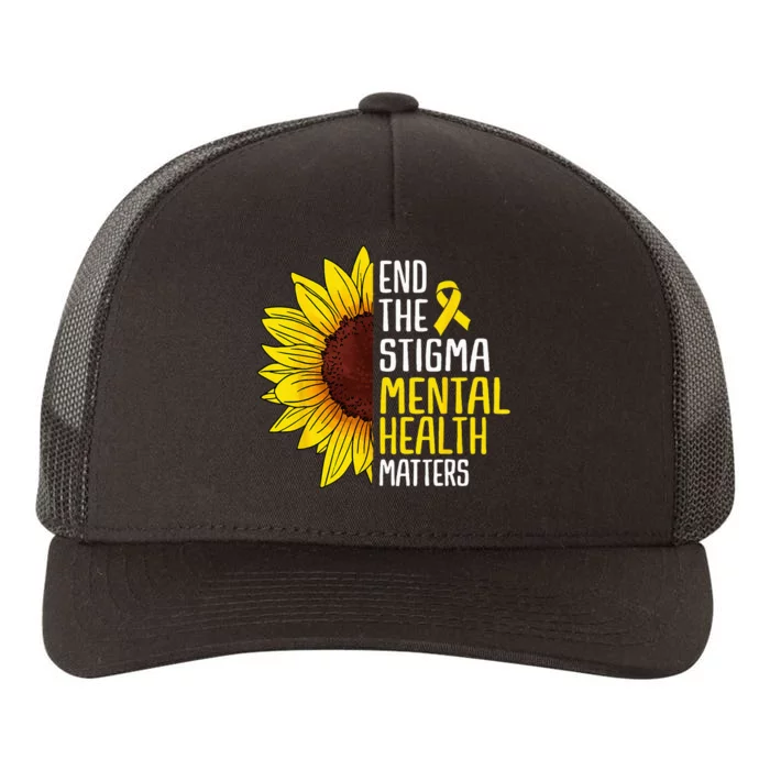 End The Stigma Mental Health Matters Mental Awareness Yupoong Adult 5-Panel Trucker Hat