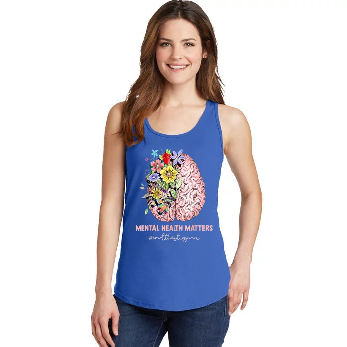 End The Stigma Mental Health Matters Mental Awareness Gift Ladies Essential Tank