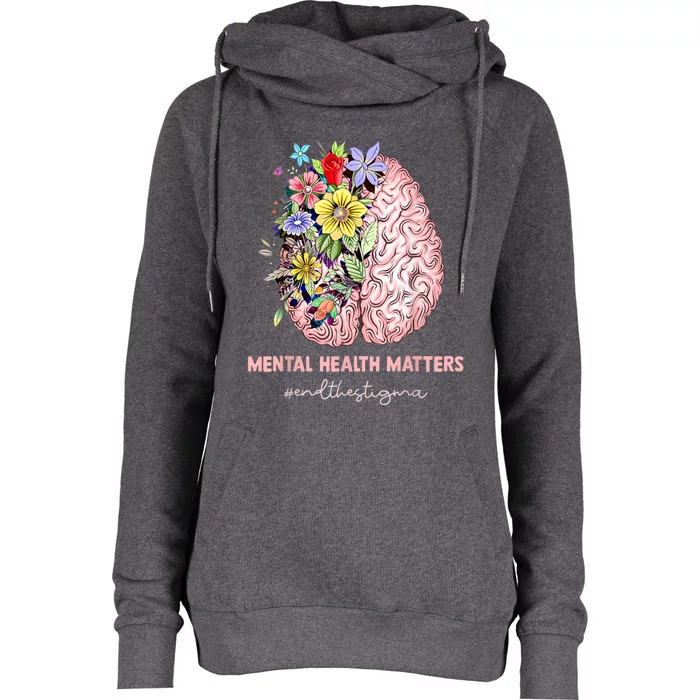 End The Stigma Mental Health Matters Mental Awareness Gift Womens Funnel Neck Pullover Hood