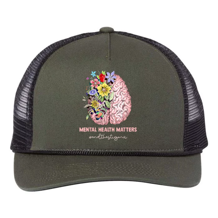 End The Stigma Mental Health Matters Mental Awareness Gift Retro Rope Trucker Hat Cap