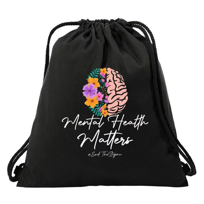 End The Stigma Mental Health Matters Mental Awareness Gift Drawstring Bag