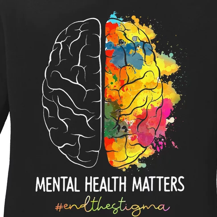 End The Stigma Mental Health Matters Mental Awareness Gift Ladies Long Sleeve Shirt