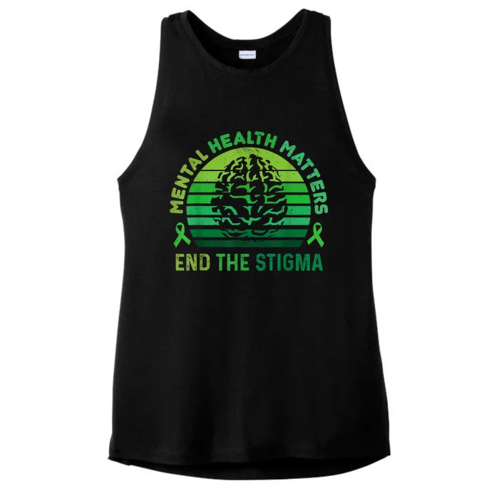 End The Stigma Mental Health Matters Mental Awareness Gifts Ladies Tri-Blend Wicking Tank