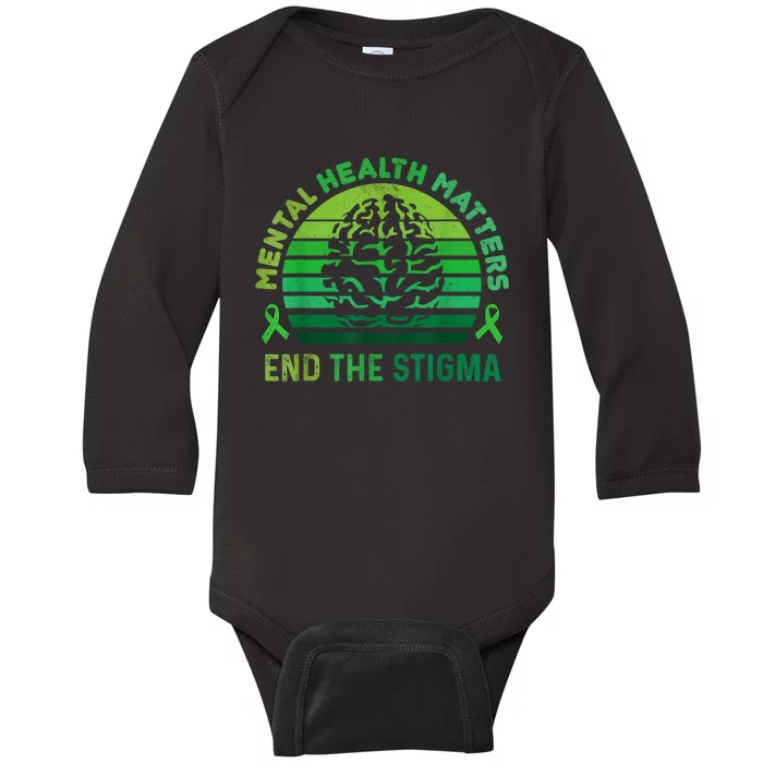 End The Stigma Mental Health Matters Mental Awareness Gifts Baby Long Sleeve Bodysuit