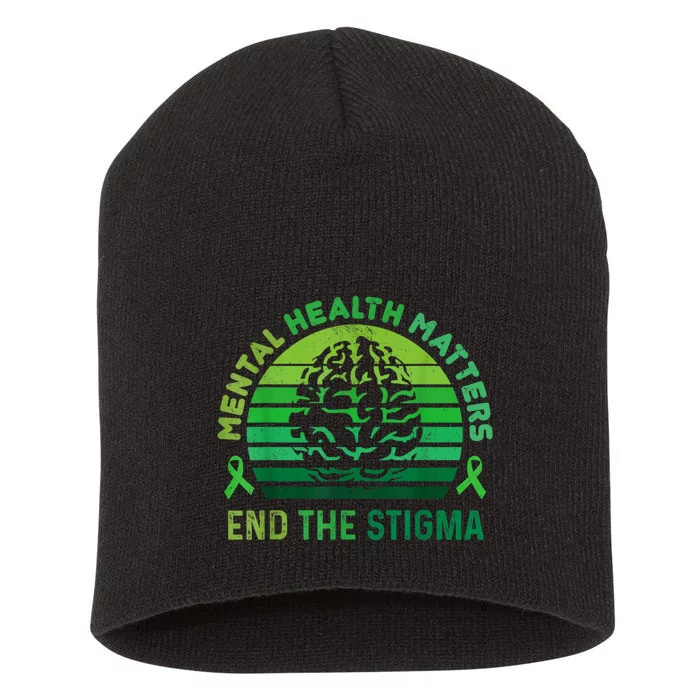 End The Stigma Mental Health Matters Mental Awareness Gifts Short Acrylic Beanie