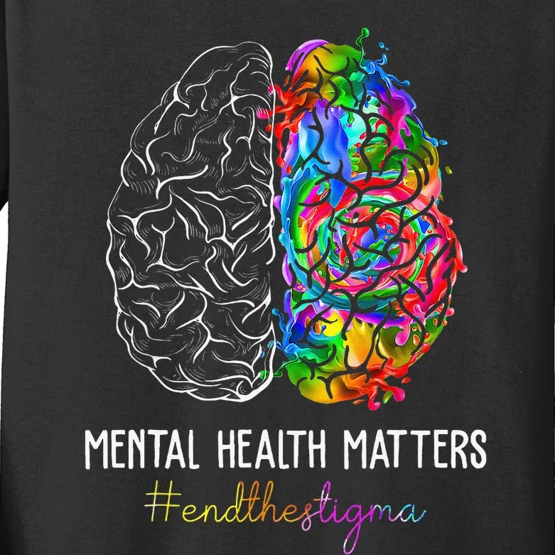 End The Stigma Mental Health Matters Mental Awareness Gifts Kids Long Sleeve Shirt