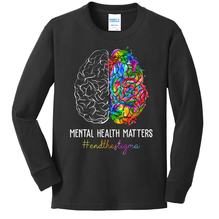 End The Stigma Mental Health Matters Mental Awareness Gifts Kids Long Sleeve Shirt