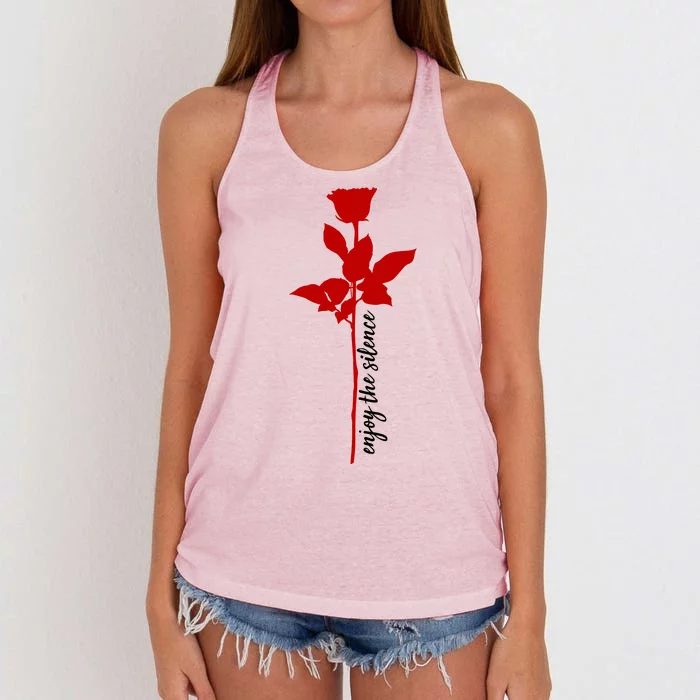 Enjoy The Silence Rose Flower Women's Knotted Racerback Tank