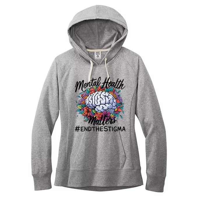 End The Stigma Flower Tal Health Matters Meaningful Gift Women's Fleece Hoodie