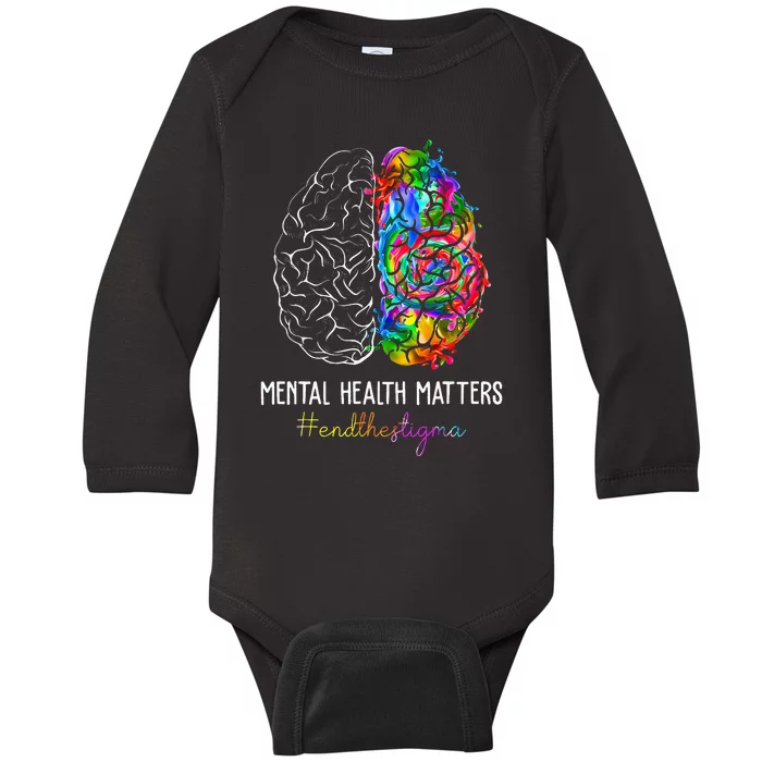 End The Stigma Mental Health Matters Mental Awareness Gifts Baby Long Sleeve Bodysuit