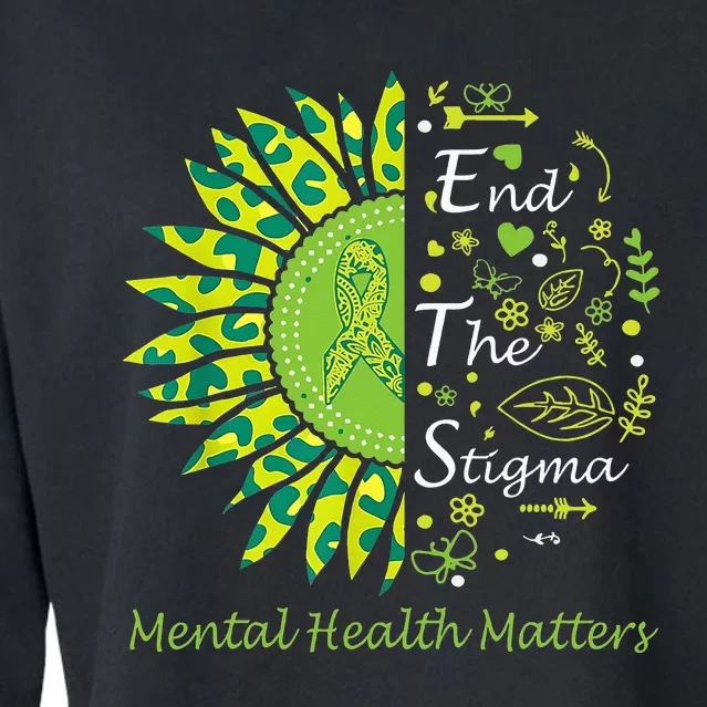 End The Stigma Mental Health Matters Ribbon Awareness Gifts Cropped Pullover Crew