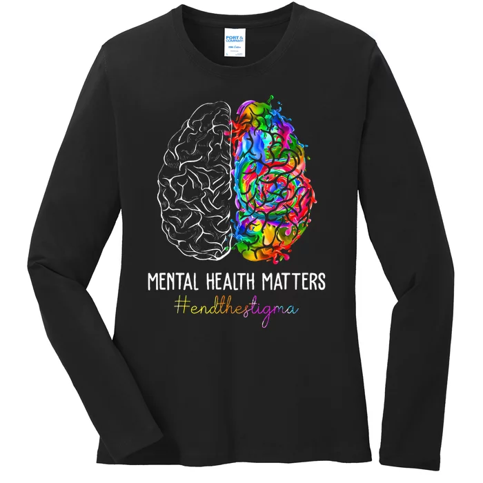 End The Stigma Mental Health Matters Mental Awareness Gifts Ladies Long Sleeve Shirt