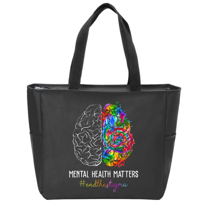 End The Stigma Mental Health Matters Mental Awareness Gifts Zip Tote Bag