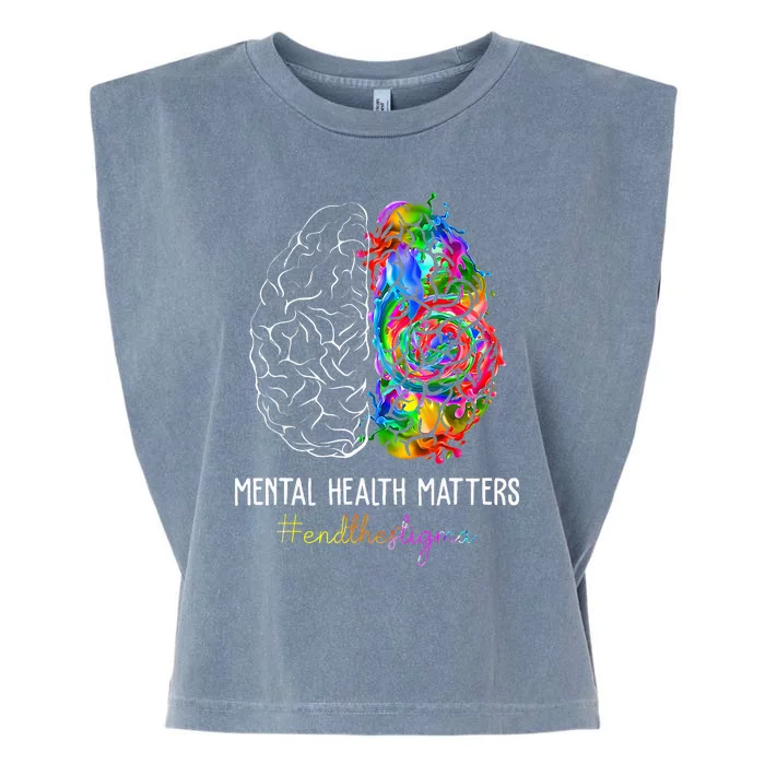 End The Stigma Mental Health Matters Mental Awareness Gifts Garment-Dyed Women's Muscle Tee