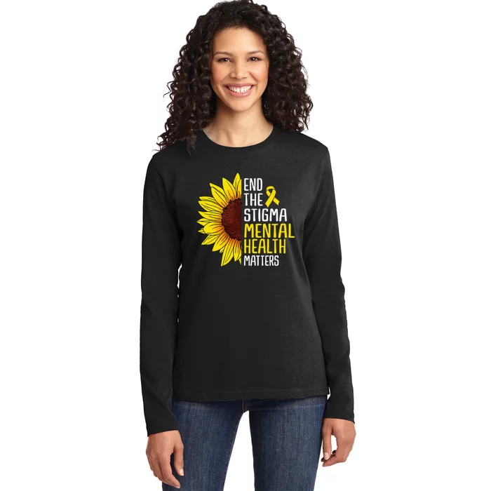 End The Stigma Mental Health Matters Mental Awareness Ladies Long Sleeve Shirt