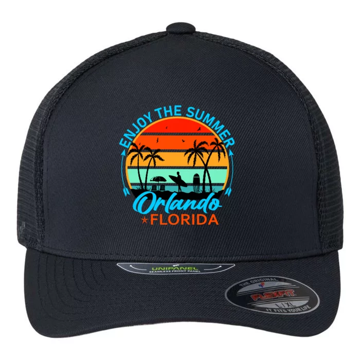 Enjoy The Summer Orlando Florida Flexfit Unipanel Trucker Cap