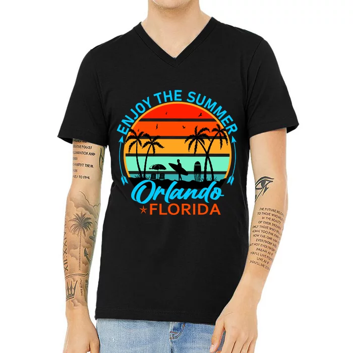 Enjoy The Summer Orlando Florida V-Neck T-Shirt