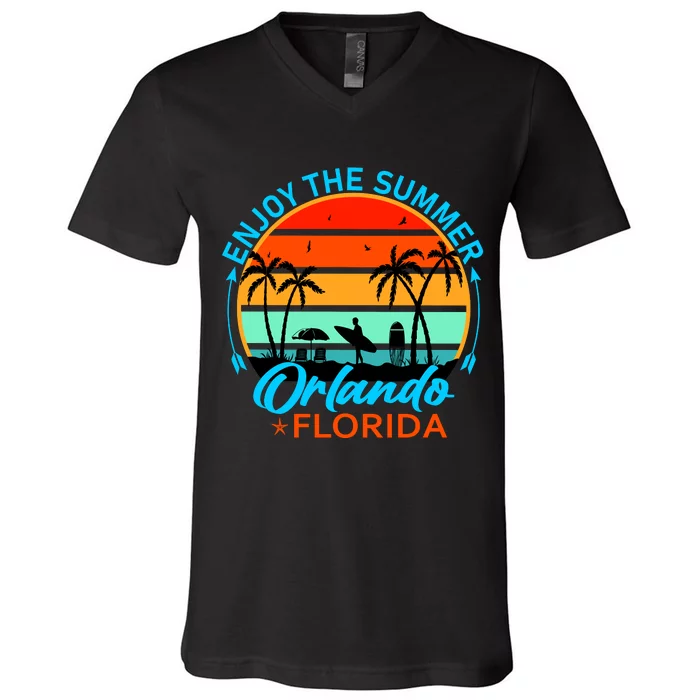 Enjoy The Summer Orlando Florida V-Neck T-Shirt