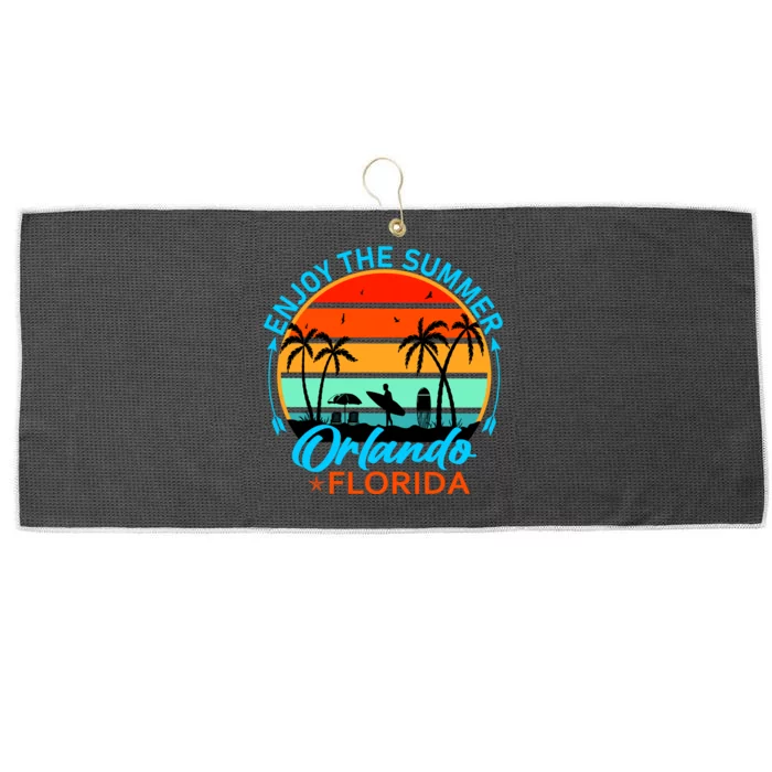 Enjoy The Summer Orlando Florida Large Microfiber Waffle Golf Towel