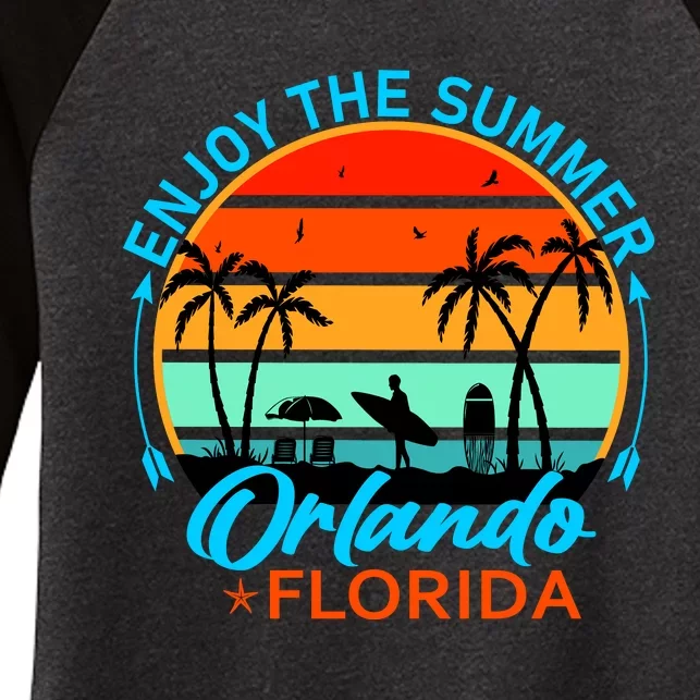 Enjoy The Summer Orlando Florida Women's Tri-Blend 3/4-Sleeve Raglan Shirt