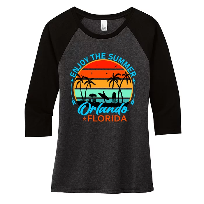 Enjoy The Summer Orlando Florida Women's Tri-Blend 3/4-Sleeve Raglan Shirt