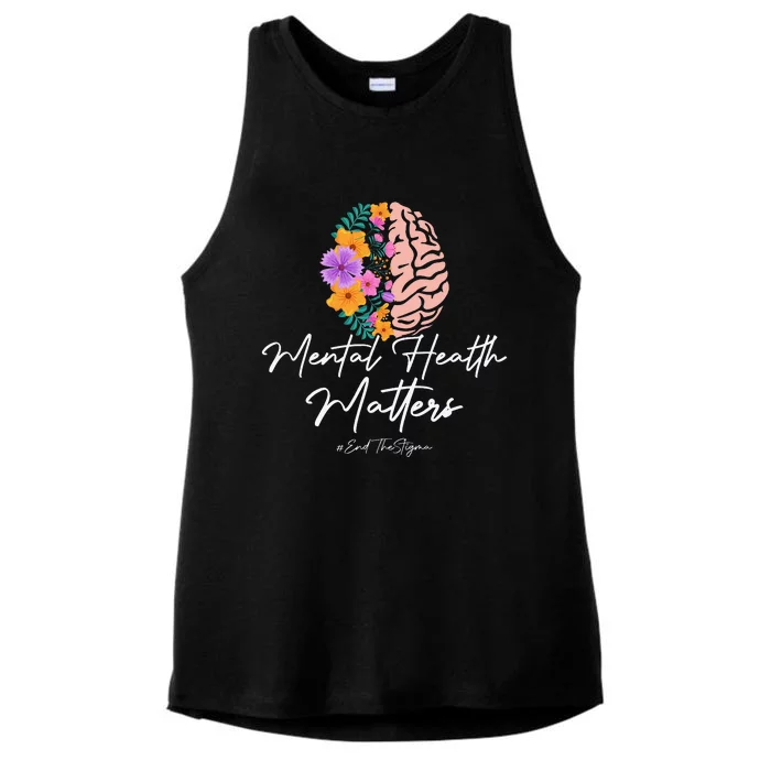 End The Stigma Mental Health Matters Mental Awareness Gift Ladies Tri-Blend Wicking Tank