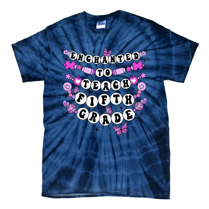 Enchanted To Teach 5th Grade Friendship Bracelet Teacher Tie-Dye T-Shirt