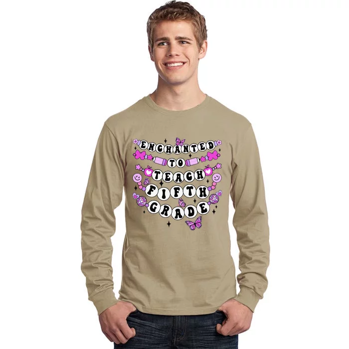 Enchanted To Teach 5th Grade Friendship Bracelet Teacher Tall Long Sleeve T-Shirt