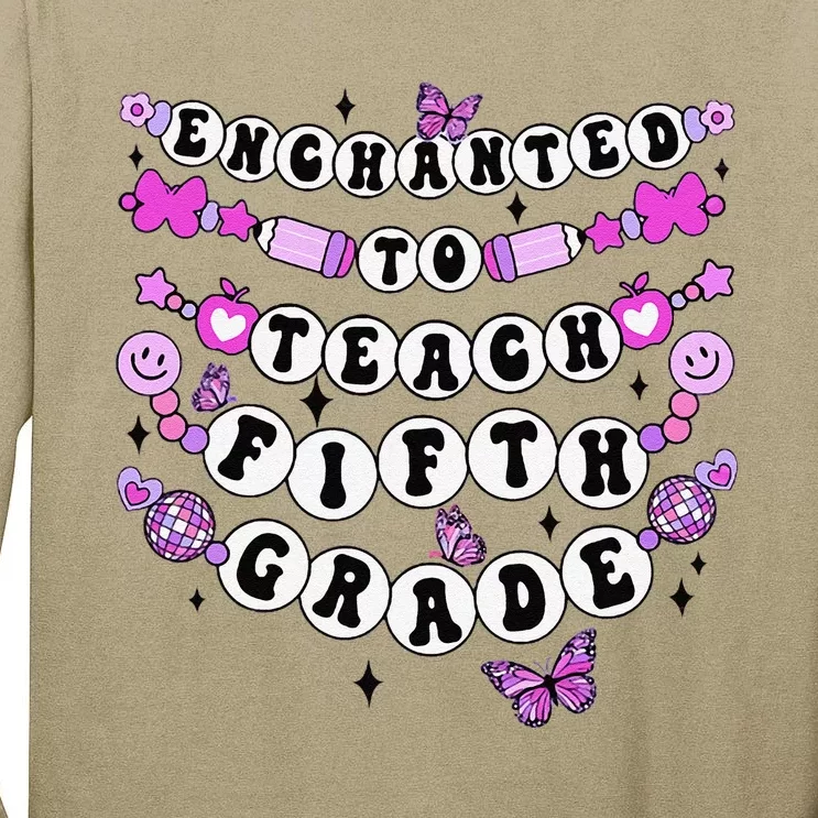 Enchanted To Teach 5th Grade Friendship Bracelet Teacher Tall Long Sleeve T-Shirt