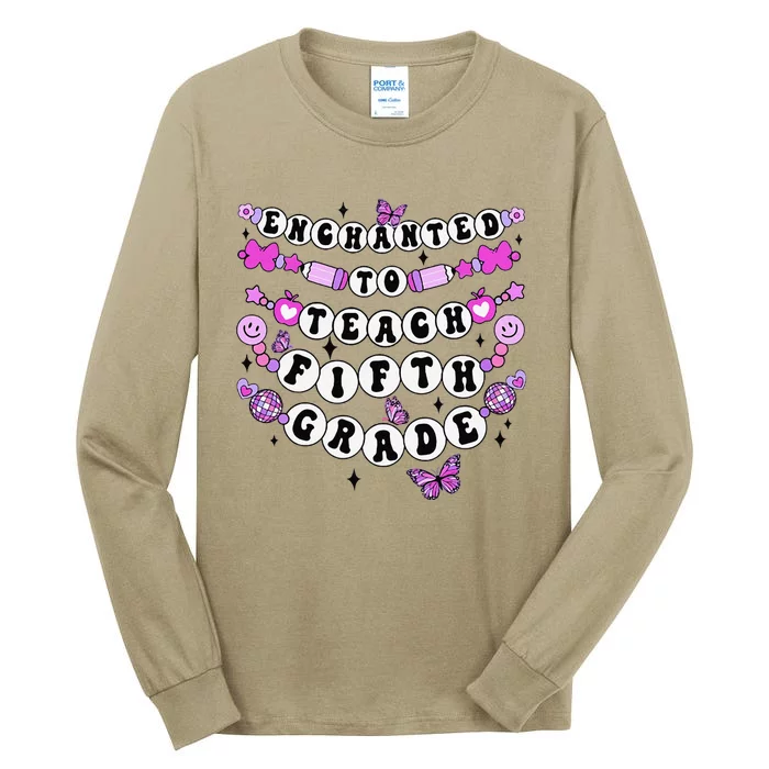 Enchanted To Teach 5th Grade Friendship Bracelet Teacher Tall Long Sleeve T-Shirt