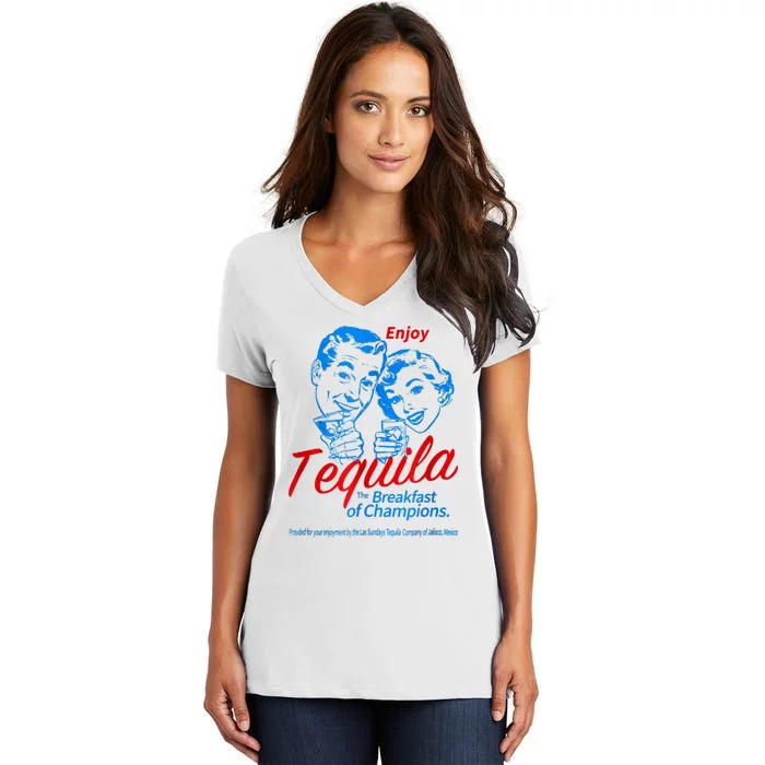 Enjoys Tequila The Breakfasts Of Champions Women's V-Neck T-Shirt