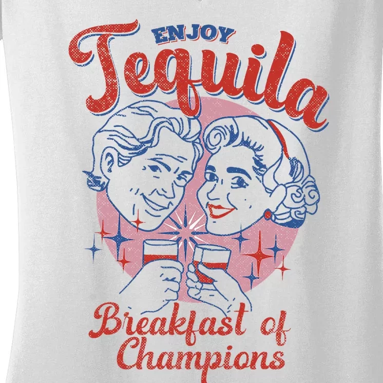 Enjoys Tequila The Breakfasts Of Championss Women's V-Neck T-Shirt