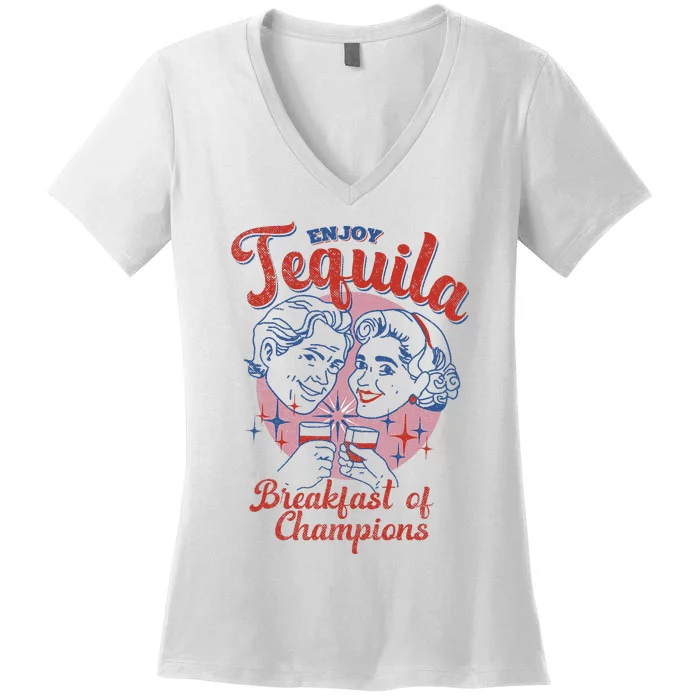 Enjoys Tequila The Breakfasts Of Championss Women's V-Neck T-Shirt