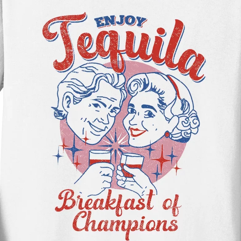 Enjoys Tequila The Breakfasts Of Championss Kids Long Sleeve Shirt