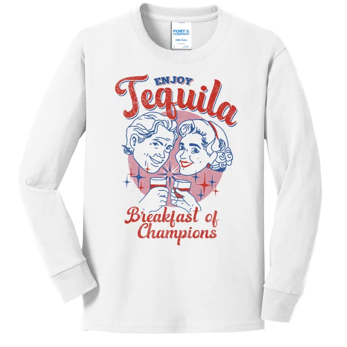 Enjoys Tequila The Breakfasts Of Championss Kids Long Sleeve Shirt