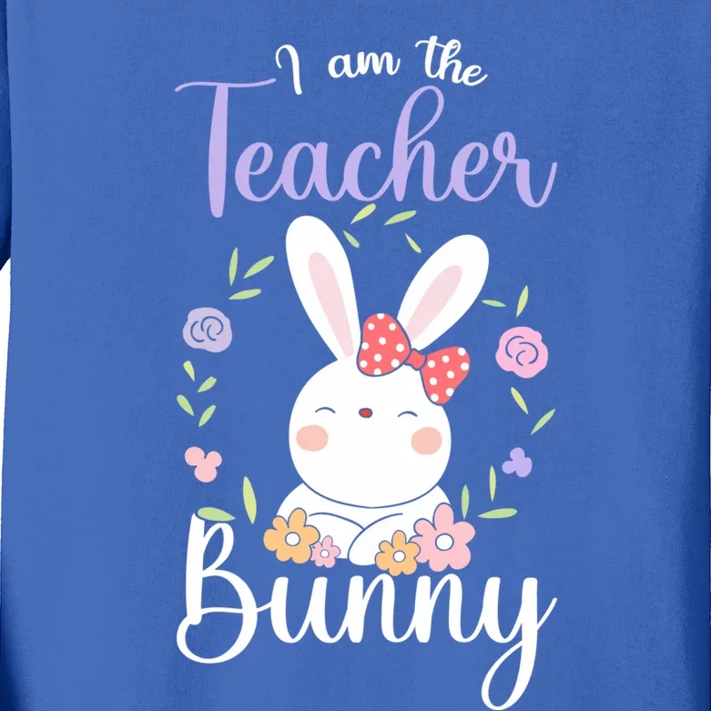 Easter Teachers Teacher Easter Day I'm The Teacher Bunny Cute Gift Kids Long Sleeve Shirt