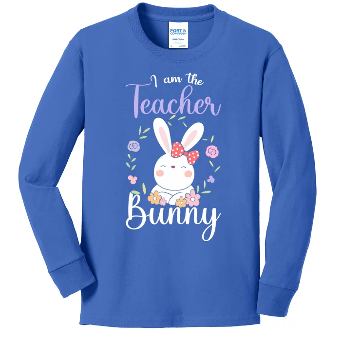 Easter Teachers Teacher Easter Day I'm The Teacher Bunny Cute Gift Kids Long Sleeve Shirt