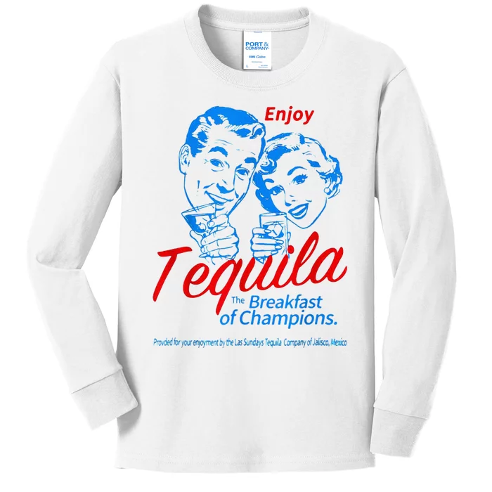 Enjoys Tequila The Breakfasts Of Championss Kids Long Sleeve Shirt