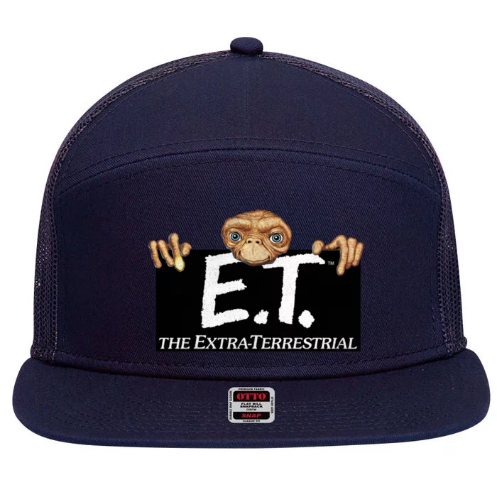 E T Terrestrial Hanging On A Movie Logo Gift 7 Panel Mesh Trucker Snapback Hat