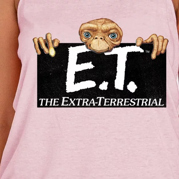 E T Terrestrial Hanging On A Movie Logo Gift Women's Knotted Racerback Tank