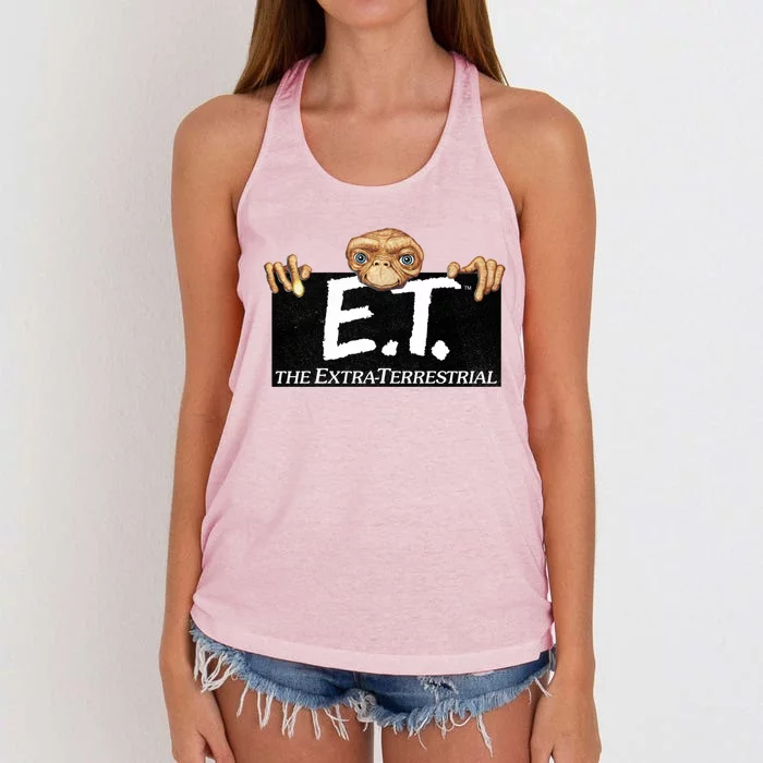 E T Terrestrial Hanging On A Movie Logo Gift Women's Knotted Racerback Tank