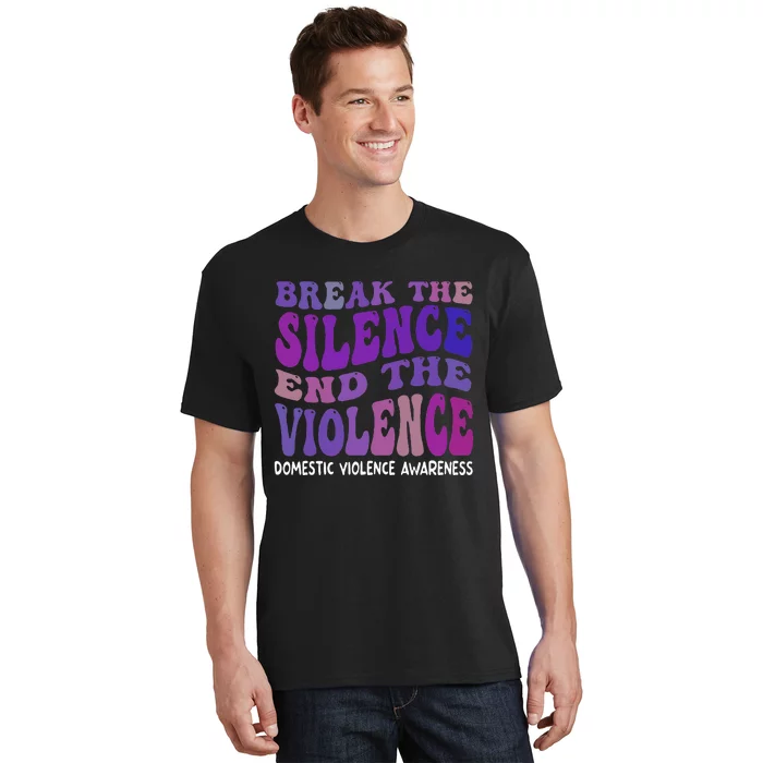 End The Violence Domestic Violence Awareness Groovy T-Shirt