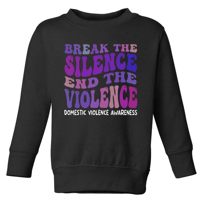 End The Violence Domestic Violence Awareness Groovy Toddler Sweatshirt