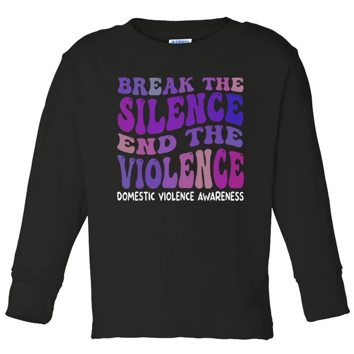 End The Violence Domestic Violence Awareness Groovy Toddler Long Sleeve Shirt