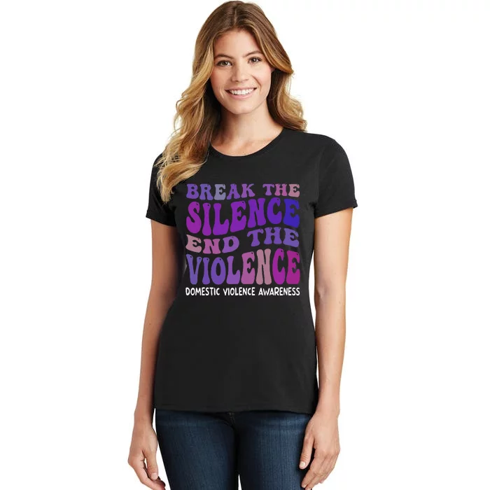 End The Violence Domestic Violence Awareness Groovy Women's T-Shirt