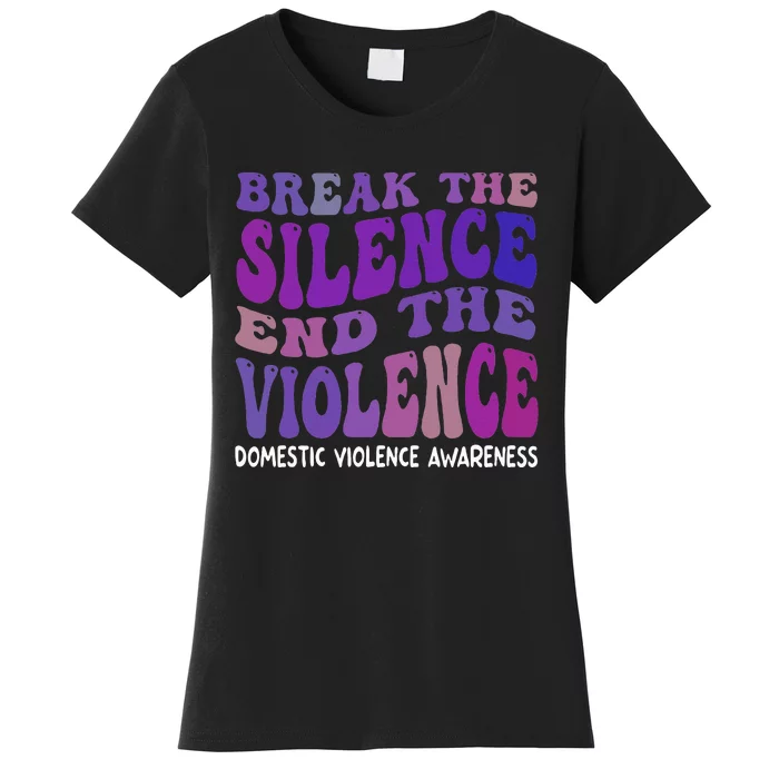 End The Violence Domestic Violence Awareness Groovy Women's T-Shirt